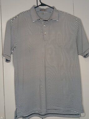 Peter Millar Summer Comfort XL Black White Pinstriped Polo (1053C4)